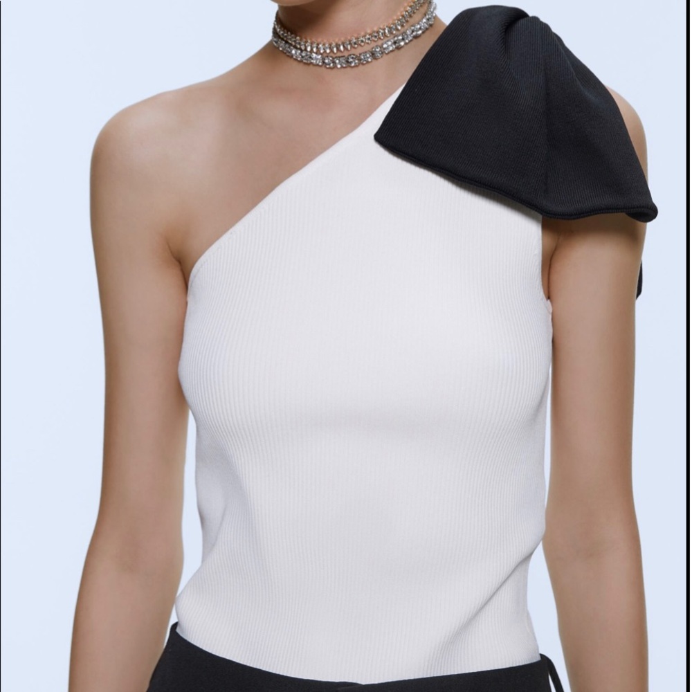 Zara One Shoulder Top with Bow